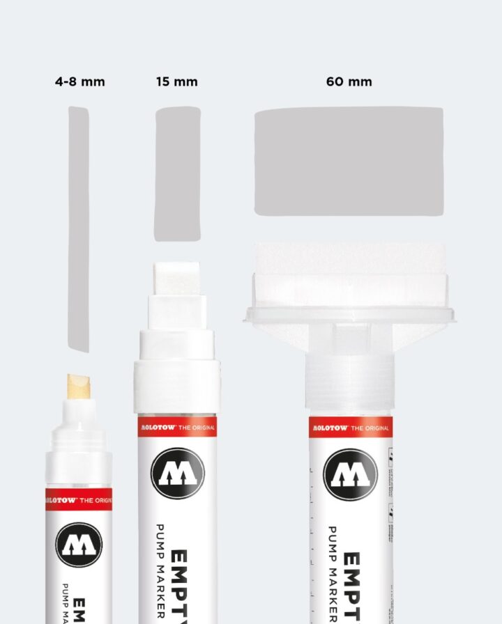 Detailaufnahme von Empty Marker Spitzen mit Angabe der Strichstärken